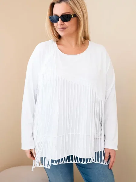 Блуза Kesi с ресни бяло