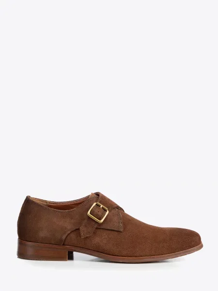 Buty monki ze skóry zamszowej ciemny brąz