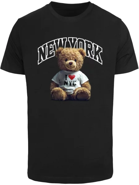 Mister Tee Tricou New York College Bear maro / sângeriu / negru alb