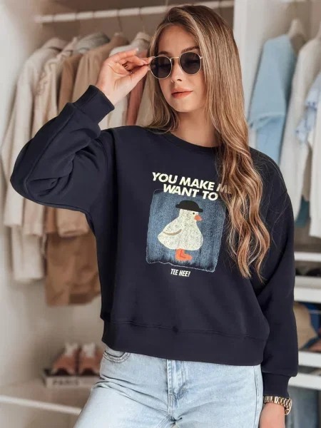 Bluza oversize z nadrukiem GOOSHY Dstreet granatowa