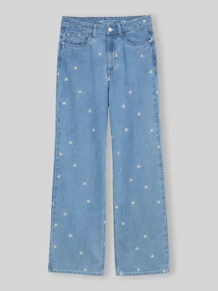 Jeansy z szerokimi nogawkami z czystej bawełny model LINOU' Tom Tailor Denim niebieskie
