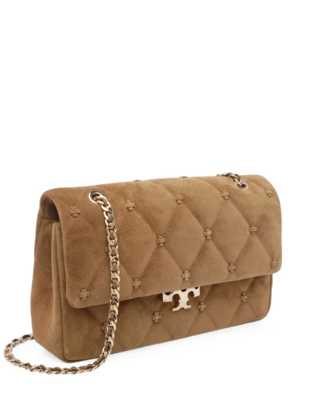 Geantă Tory Burch din piele de căprioară maro