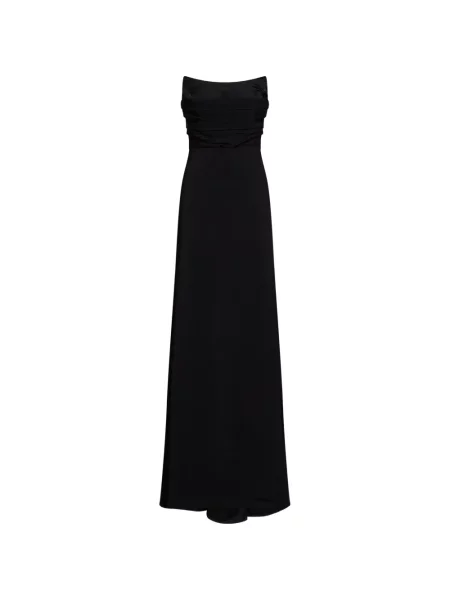 Rochie maxi Amen drapată fără bretele negru