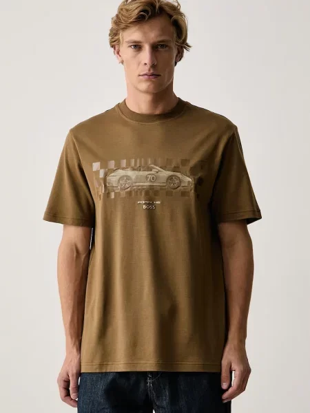 BOSS Green tricou pentru bărbați cu lyocell TS_PS Car verde