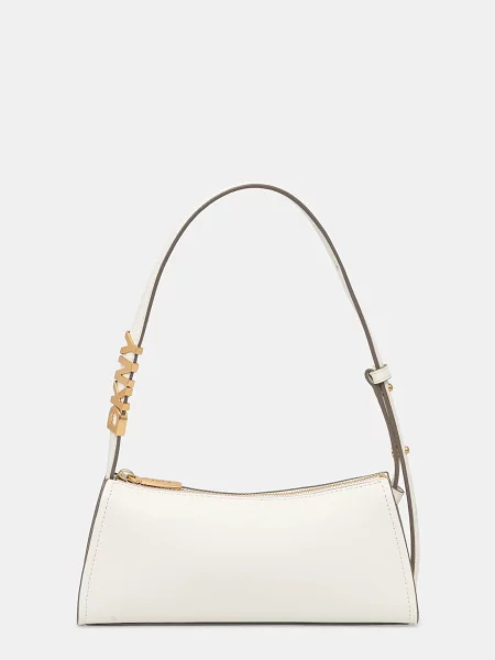 Кожена чанта Dkny бежово