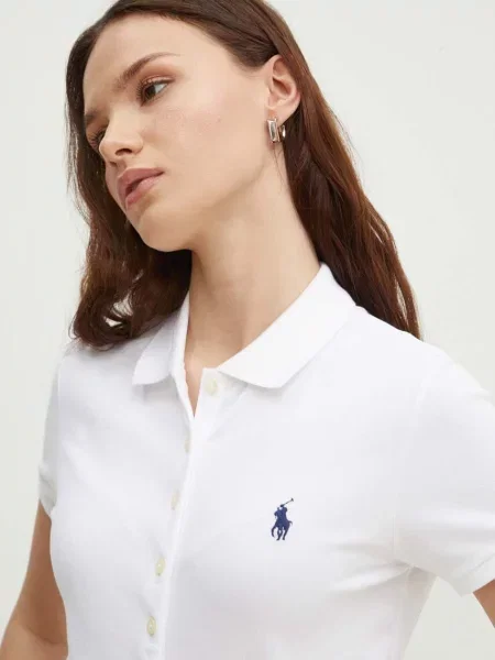 Тениска с яка Polo Ralph Lauren бяло