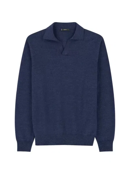 Tricou polo Boggi Milano de lână albastru