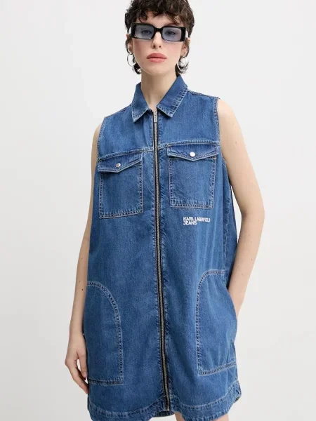 Traper haljina Karl Lagerfeld Jeans mini širi se prema dolje plava