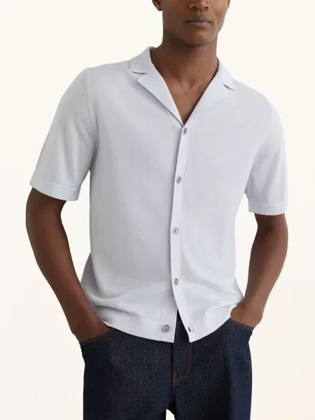 Reiss Pletená Košile Grafton Regular Fit tmavě modrá