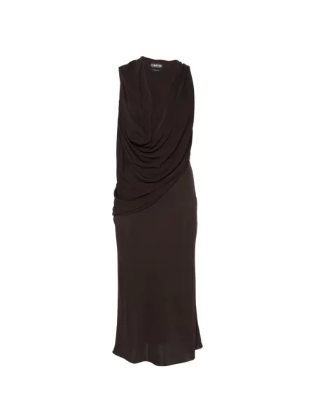 Drapírozott midi ruha Tom Ford barna
