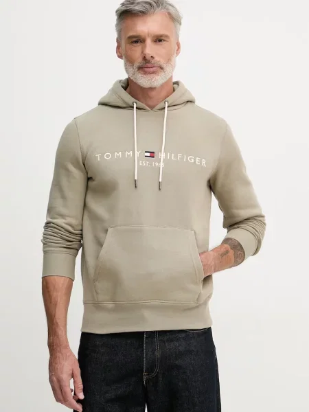 Tommy Hilfiger μπλούζα με κουκούλα ανδρική με πράσινο