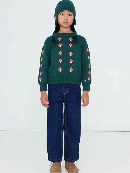 Tinycottons sveter detský MINI MUSHROOMS SWEATER zelená