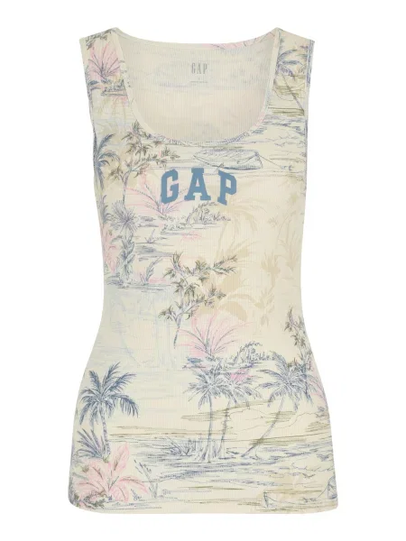 Tricou Gap cu nervuri cu autograf bej