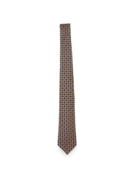 Cravată Kiton cu imprimeu geometric maro