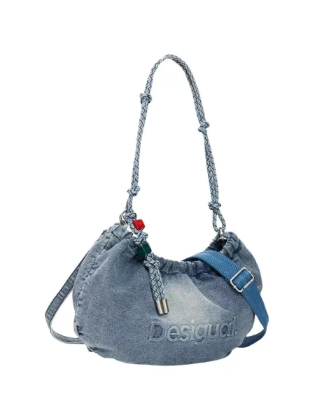 Geanta crossbody Desigual cu autograf albastru
