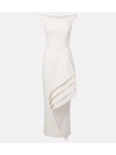 Rochie midi Safiyaa drapată până la genunchi de costum alb
