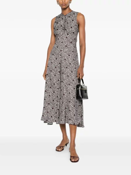 Rochie Sandro cu model floral cu imagine maro