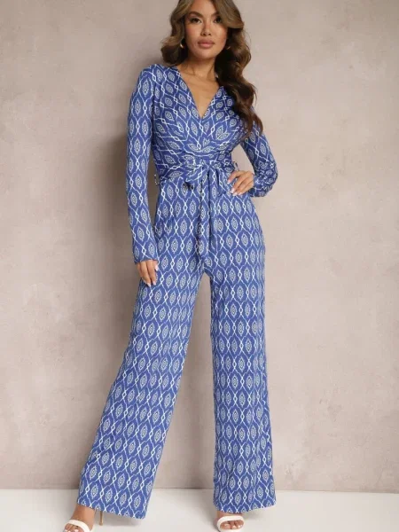 Bleumarin Salopeta Conică cu Pantaloni Largi și de Legat Acaelia