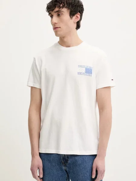 Тениска Tommy Jeans с принт бяло