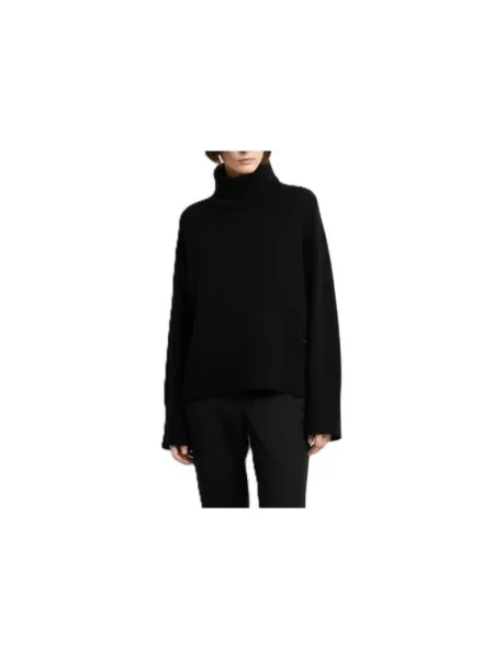 Sweter z golfem Rrd wełniany do golfa czarny