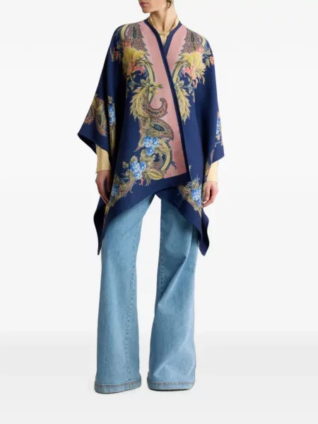 Geacă Etro de lână cu model floral cu imagine albastru