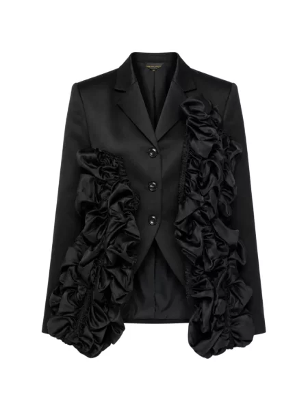 Sacou Comme Des Garçons din satin cu volane negru