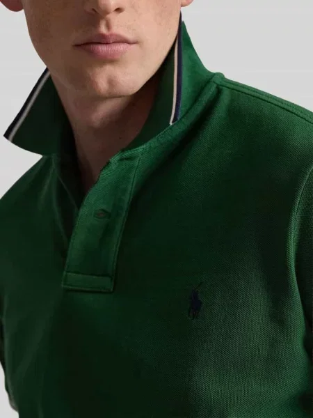 Koszulka polo o kroju regular fit z czystej bawełny z paskami w kontrastowym kolorze Polo Ralph Lauren zielona