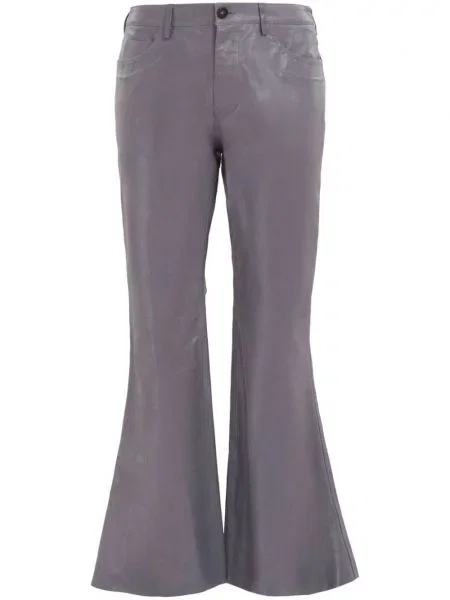 Pantaloni Marni din piele evazate gri