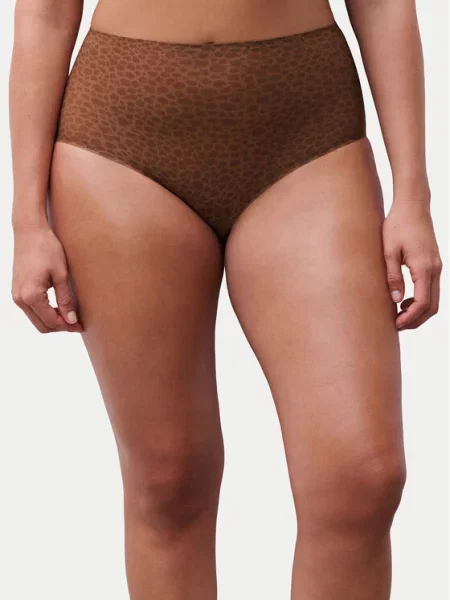 Chantelle Klasične spodnje hlačke z visokim pasom Soft Stretch rjava