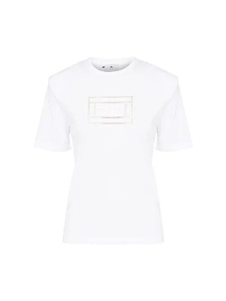 Koszulka Elisabetta Franchi casual w geometryczne wzory biała