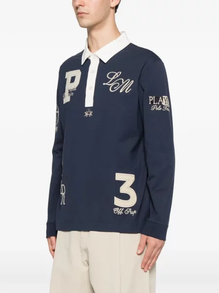 Dugo polo majica La Martina s autogramom plava