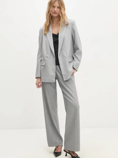 Панталон Answear Lab със стандартна кройка с висока талия сиво