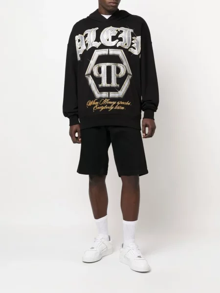 Hanorac cu glugă Philipp Plein cu imagine negru