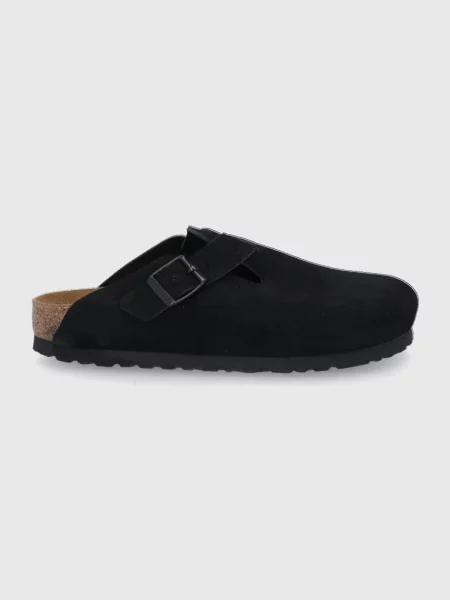 Birkenstock papuci din piele Boston femei negru