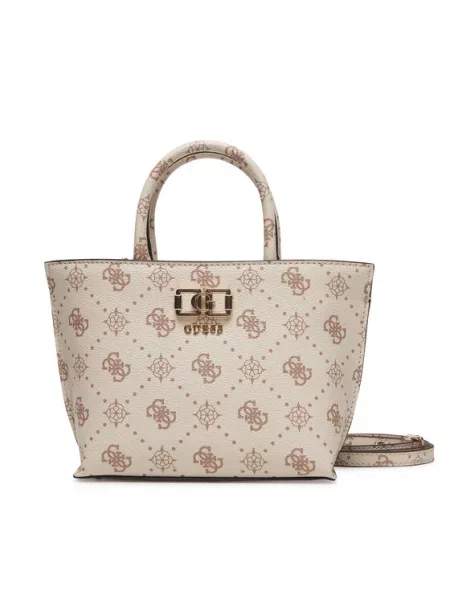 Guess Ročna torba Emelie Logo Mini Écru bež