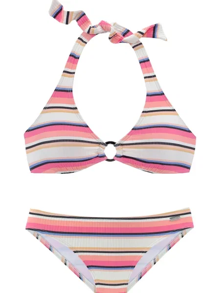 VENICE BEACH Bikini modra / svetlo roza / črna bela