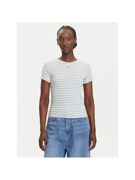 Tommy Jeans Póló Essential Slim Fit zöld