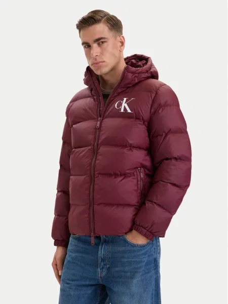 Calvin Klein Jeans Přechodná bunda burgundská červeň bílá