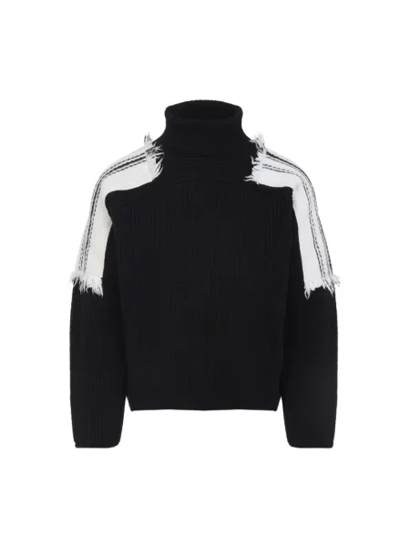 Sweter z golfem Mordecai w paski z nadrukiem do golfa czarny