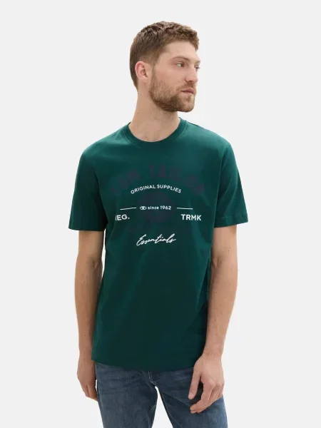 TOM TAILOR Tricou indigo / închis / alb verde