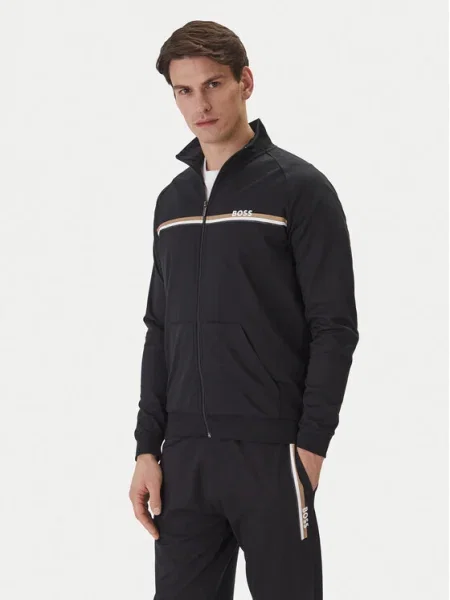 BOSS bluză lounge Authentic Jacket Z cu imprimeu negru