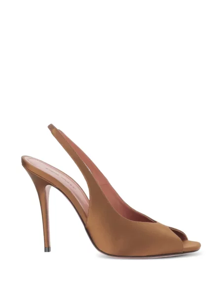 Pantofi cu toc Amina Muaddi cu vârf deschis slingback maro