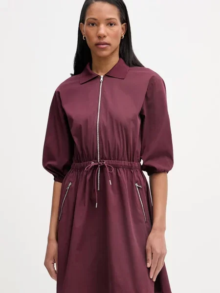 Marc O'Polo sukienka z bawełną bordowa