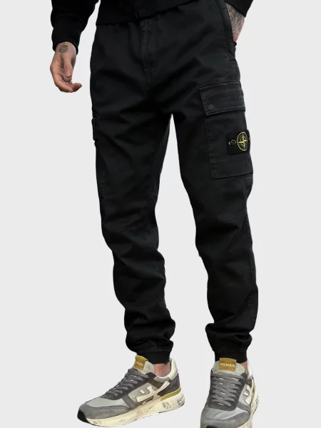Брюки Stone Island с камнями черные