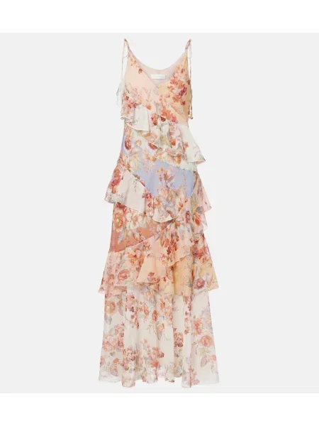 Rochie maxi Zimmermann de mătase cu model floral de costum