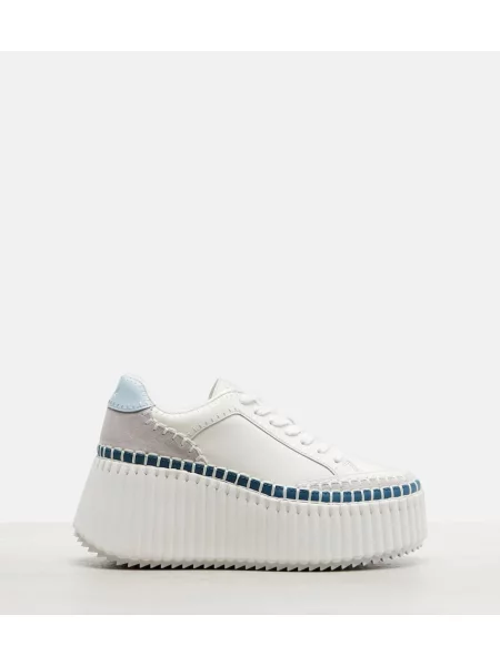 Sneakerși Chloé Nama din piele cu platformă albastru