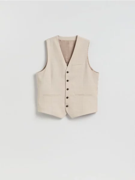 Reserved Vestă clasică în carouri bej