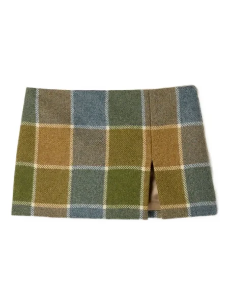 Fusta mini Miu Miu în carouri verde
