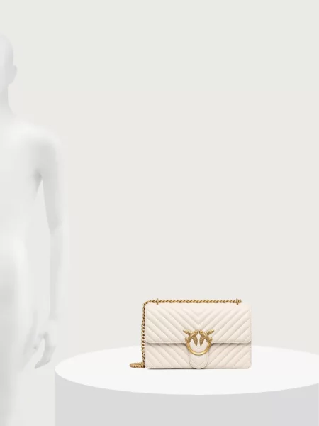 Pinko чанта crossbody дамска от кожа бяло
