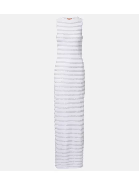 Rochie maxi Missoni cu dungi de costum alb